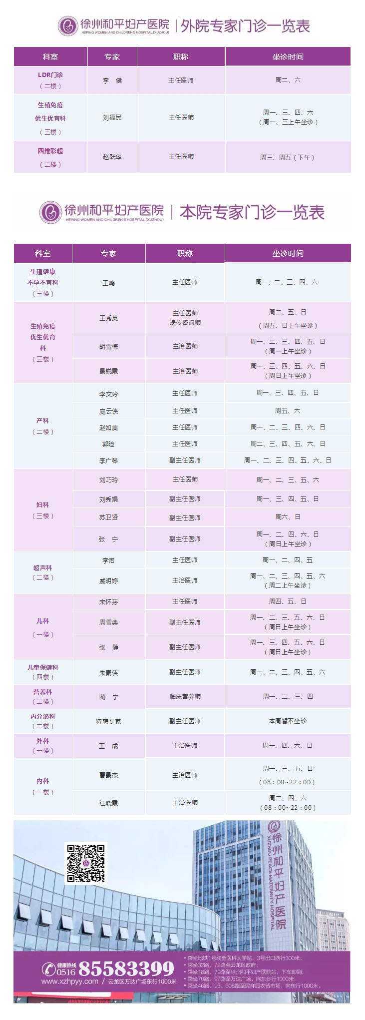和平妇产医院2021年12月27日—1月2日专家坐诊时间表(图3)